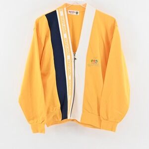 Vtg SPORUTINO Jacket‎ Mens Size M Golf Logo Stripe Zip Yellow Embroidered 70s